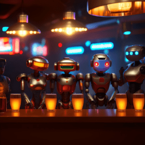 Robots having a drink in the pub.